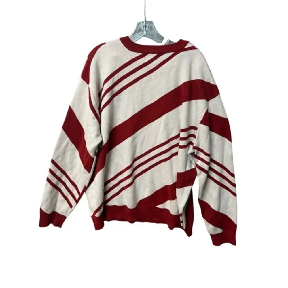 Disney Christmas Sweater Mickey Mouse Santa Hat Candy Cane Stripes Men XXL